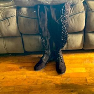 Brown Size 8 Charlotte Russe lace up knee boots